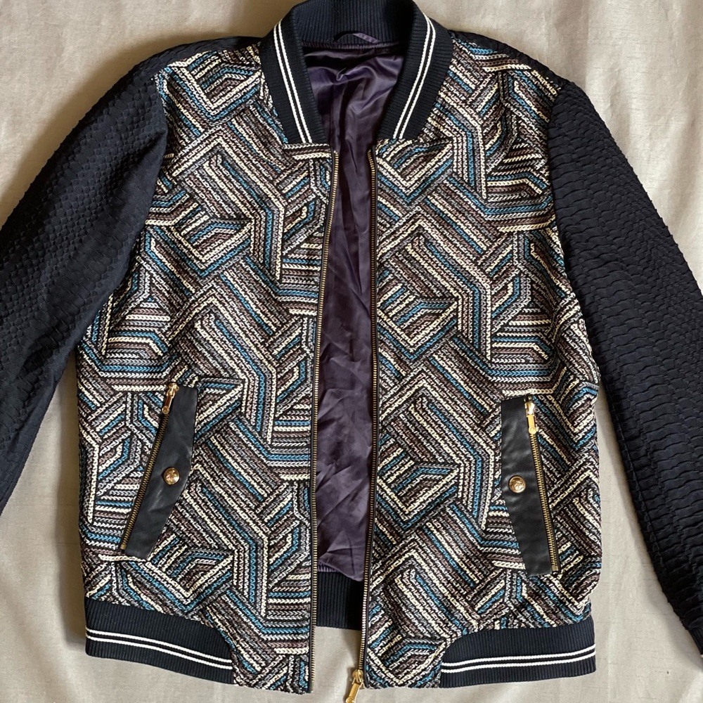 Vintage Multi-Textured Bomber Jacket - Oversized